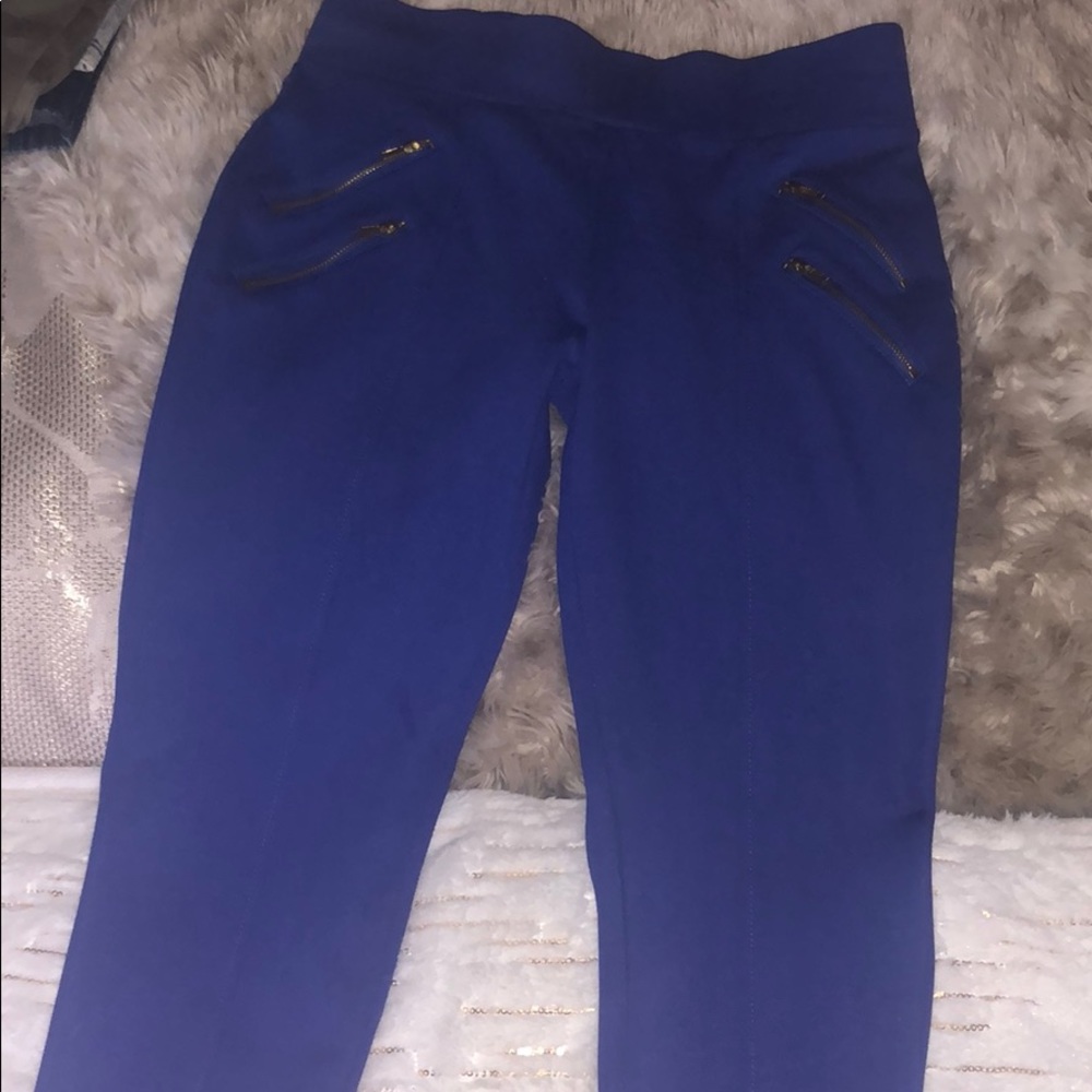 Blue stretch pants